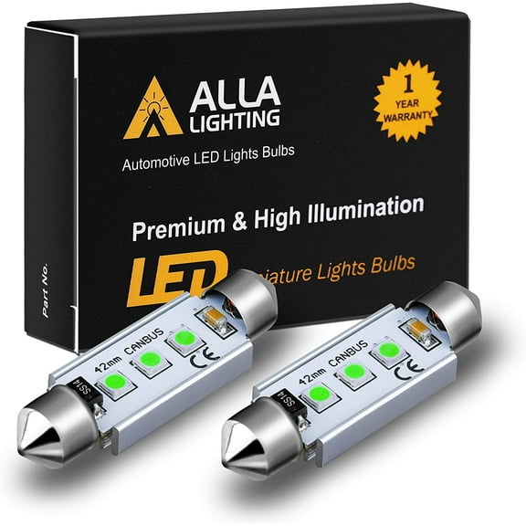 Alla Lighting CANBUS 211-2 578 LED Bulbs Bright 41mm 42mm Festoon 569 6413 LED Lights Bulb for Interior Lights Map Light,Dome Lights,Trunk Light,Step Courtesy Light,License Plate Lights,8000K Ice Blue