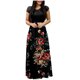 thumbnail image 2 of Puntoco Falda Larga Estilo Resort Con Estampado De Patchwork De Manga Corta Para Mujer Negro S,Regalos Para Mujer Joven, 2 of 5