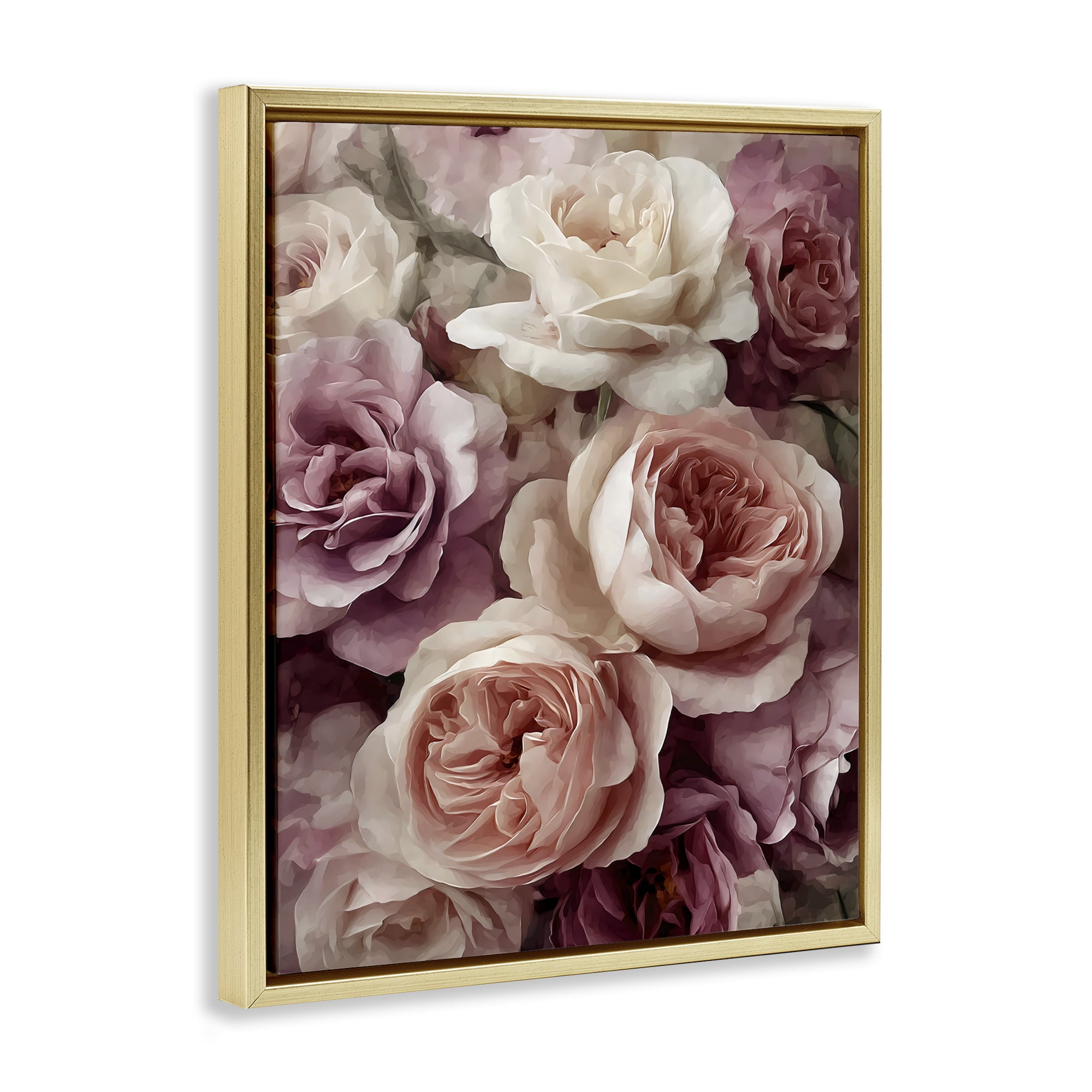 Stupell Industries Sweet Roses in Blush Pink Gold Framed Floater Canvas Wall Art, design by Franklyn Gregory