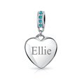 thumbnail image 3 of Bling Jewelry Womens Heart Dangle Bead Charm Crystal Aqua Blue March .925 Sterling Silver, 3 of 5