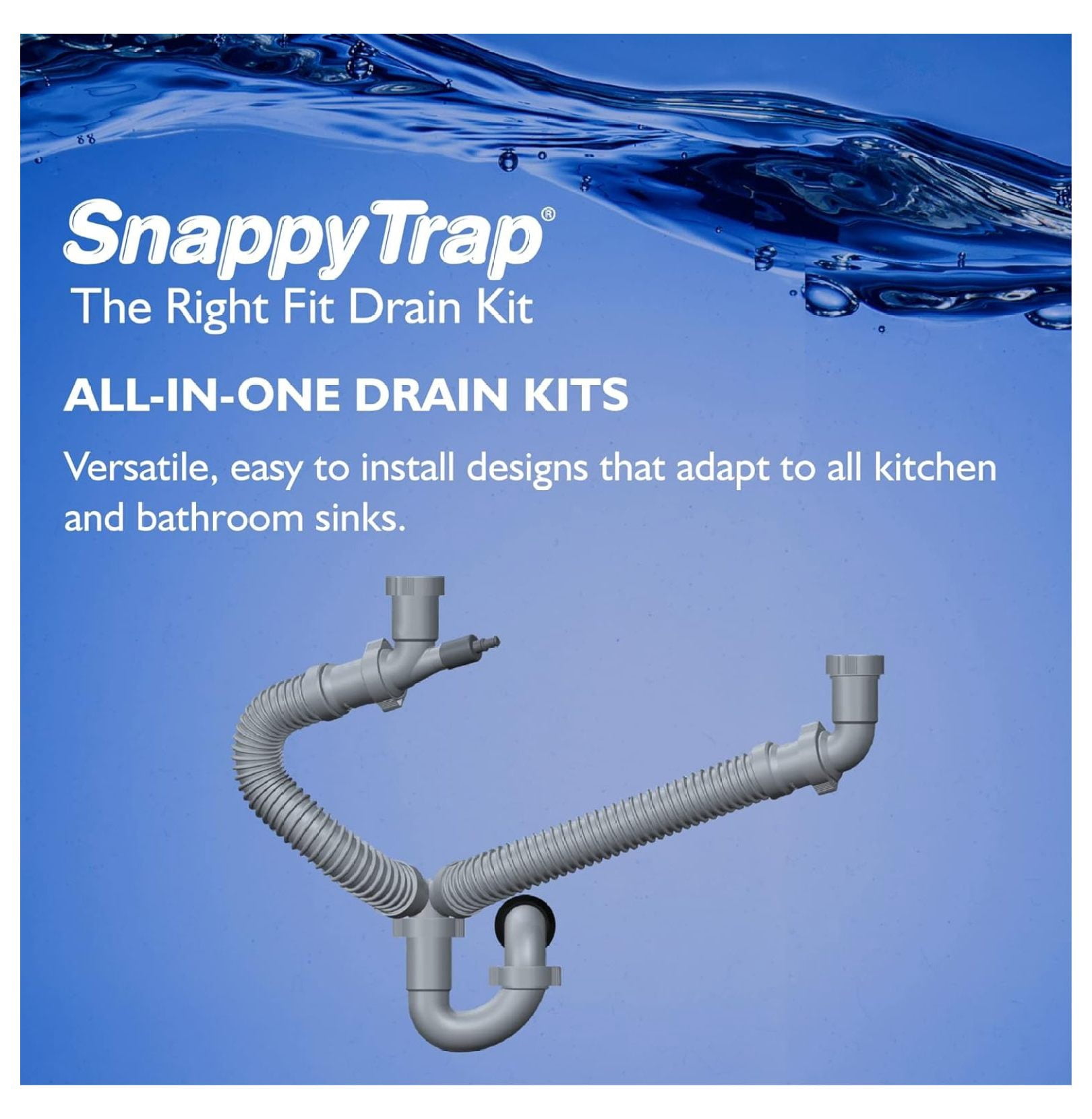 Snappy Trap 1 1/2" All-In-One-Drain Kit for Double Bowl Kitchen Sinks
