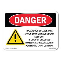 OSHA Danger Sign - Hazardous Voltage Will Shock | Decal | Protect Your Business, Construction Site, Warehouse & Shop Area | Made in The USA