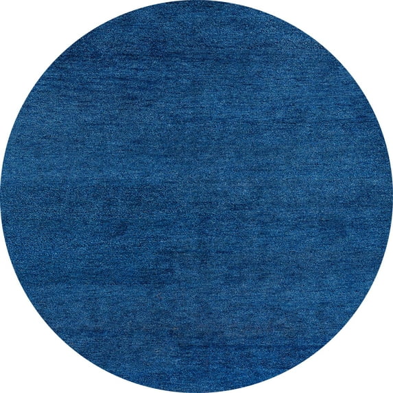 Ahgly Company Indoor Round Abstract Blue Abstract Area Rugs, 4' Round