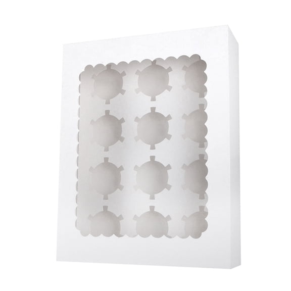 UEETEK Cupcake Box 12 Cavity White Windowed for Easy Storage and Transport