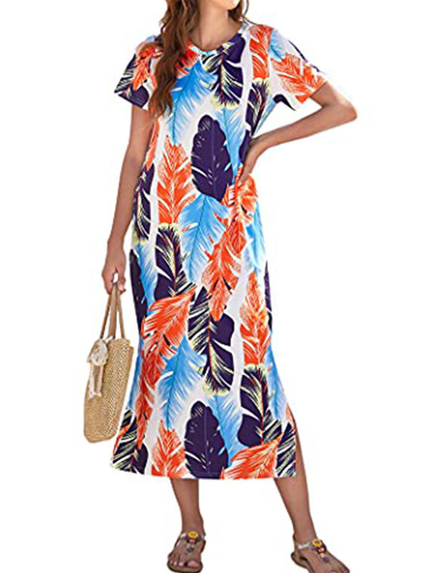 Haite Casual Summer Dress for Women Tie Dye Print Long Dress Casual ...