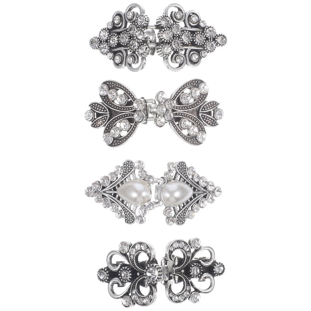4 pinzas para suéter, broches para capa, pinzas para cárdigan, broches vintage para cuello, chal y capa.
