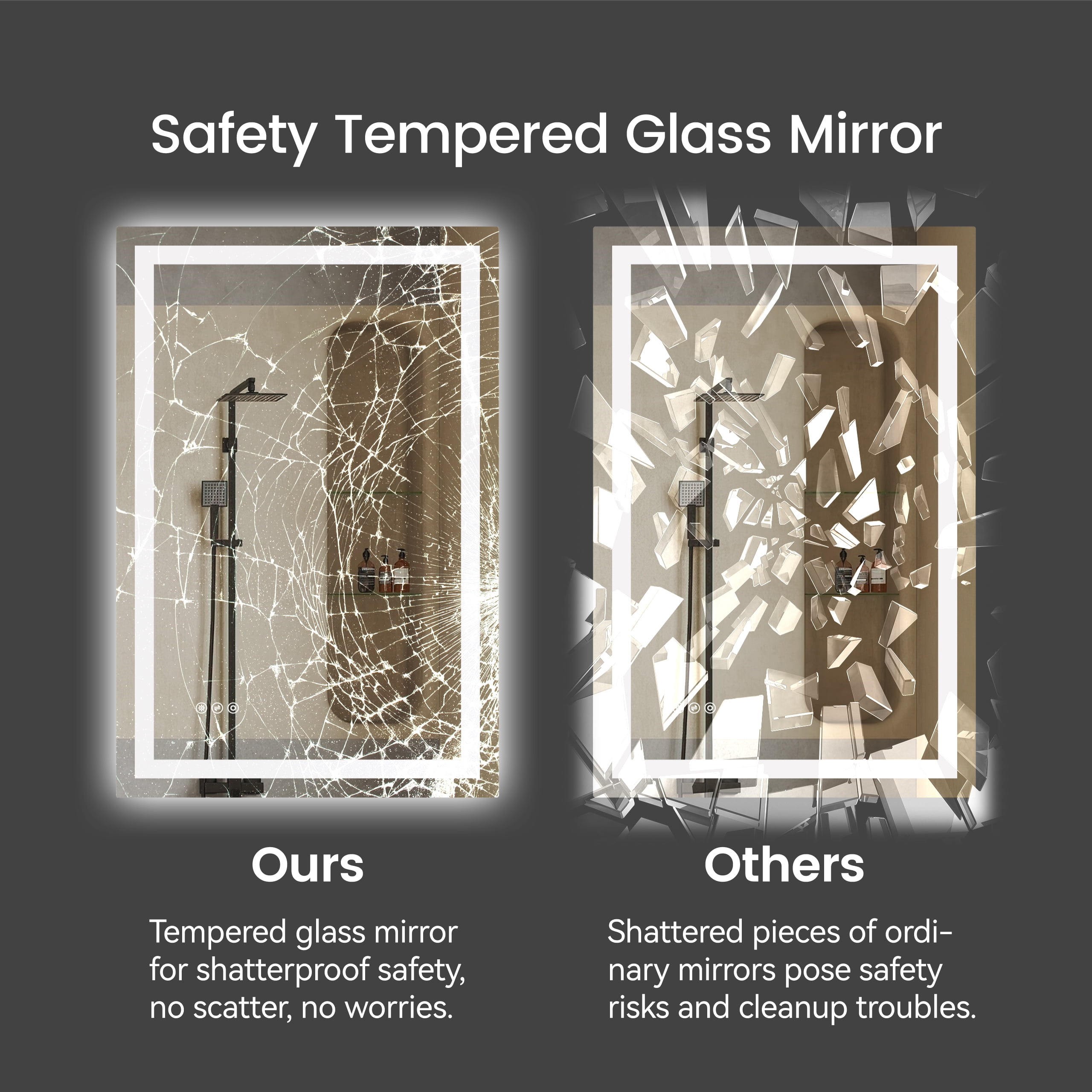24"x36" LED Bathroom Mirror, Front-Lit and Back-Lit,3 Color Tem Adjustable, Brightness Memory, Anti-fog LED Vanity Mirror[Unable to ship on weekends]