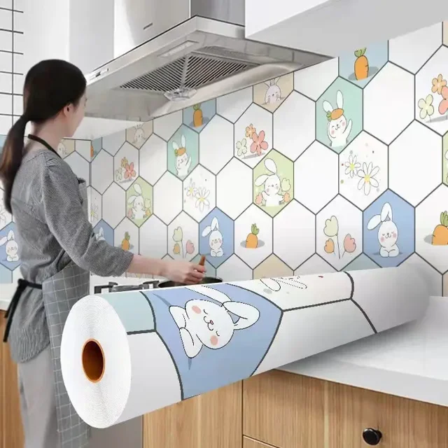 Kitchen Stove Oil-proof Sticker Waterproof High Temperature Resistant Wallpapers Kitchen Decoration Self Adhesive Contact Paper