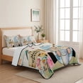 thumbnail image 5 of Twin Quilt Set 68''x86'', Spring Gnomes Floral Lightweight Summer Bedspread Coverlet Set with 2 Pillow Shams, Pink Tulip Botanical Beige Burlap Breathable All Season Quilt Bedding for Dorm/Bedroom, 5 of 9