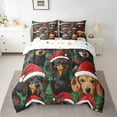 thumbnail image 2 of Manfei Cute Dachshund 7-Piece Twin Bedding Sets,Vintage Christmas Hat Bedding Comforter Set,Red Black Green Sheet Sets For Boys Kids,Ultra Soft Home Decor Reversible, 2 of 8