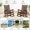 thumbnail image 4 of LOYALICE Outdoor High Back Porch Rocking Chair Set of 2,HDPE Oversized Adirondack Slat Rocker Chairs for Patio,Garden,Lawn,Balcony,Brown Wood, 4 of 9