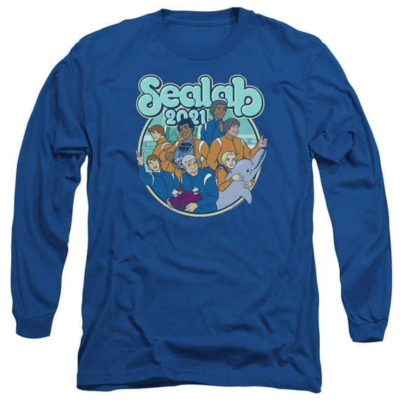 Sealab 2021 Gangs All Here Long Sleeve Adult 18/1 T-Shirt Royal Blue