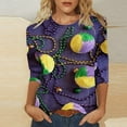 thumbnail image 5 of Jsaierl 2025 Mardi Gras Outfit for Women Plus Size Tops Holiday 3/4 Blouses Sleeve Carnival Themed Party Shirts, 5 of 5
