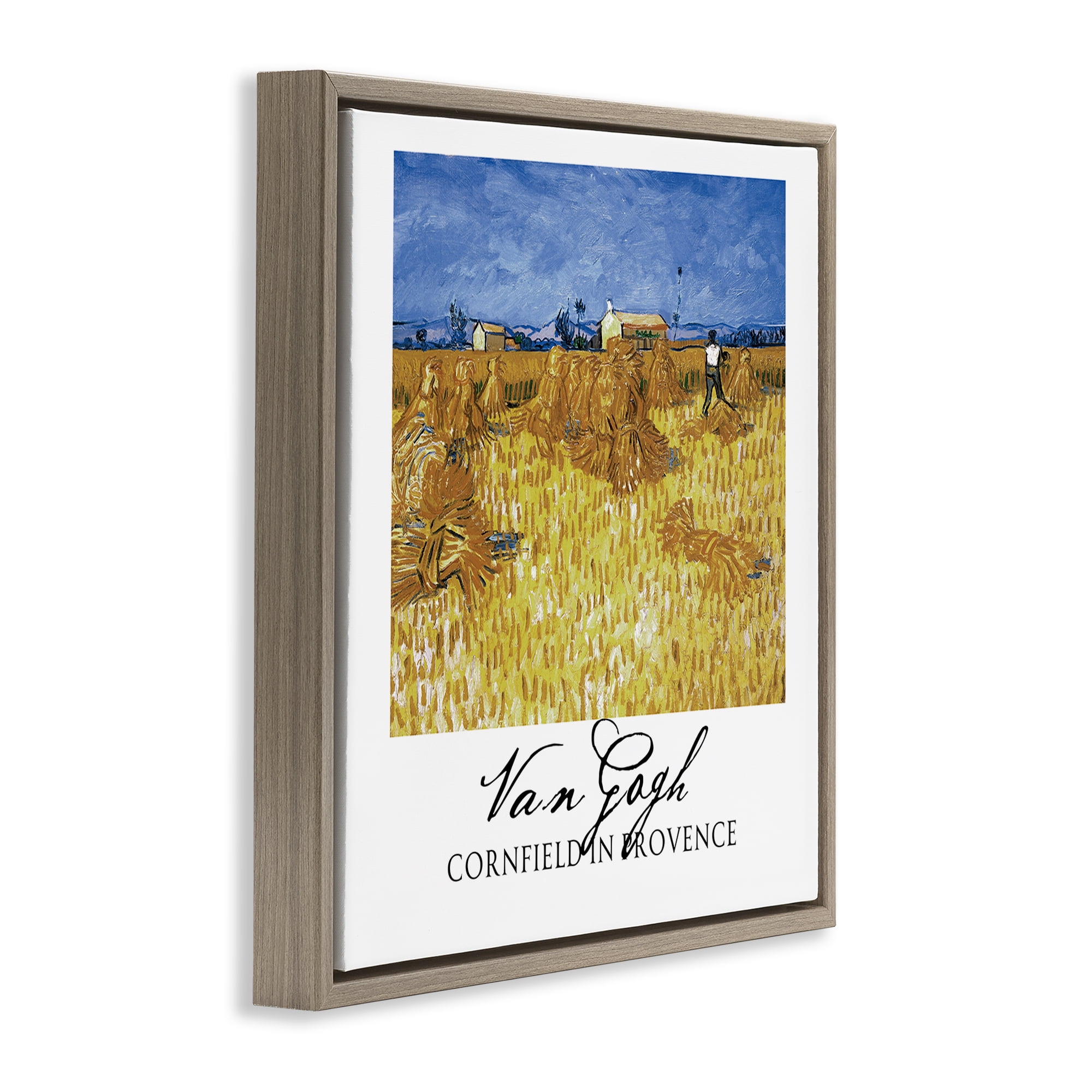 Stupell Industries Van Gogh Cornfield Provence Brown Framed Floater Canvas Wall Art, design by Vintage Hustle