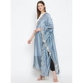 thumbnail image 3 of eloria Woman's Indian Ethnic Chunni, Silk Blend Grey Dupatta, Stole, Scarf Shawl Wrap, 3 of 5
