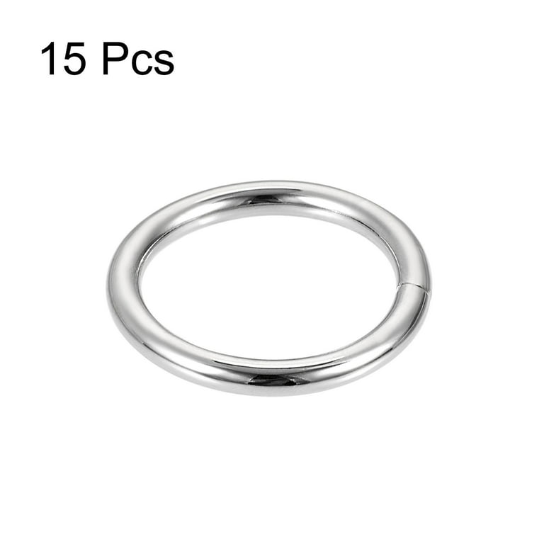 25mm ID 3.8mm Thickness Metal O Ring Iron Silver Tone 15 Pack