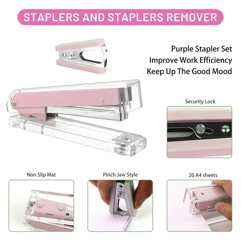 Jam Paper Office & Desk Set, Purple, 1 Stapler & 1 Tape Dispenser, 2 Pack