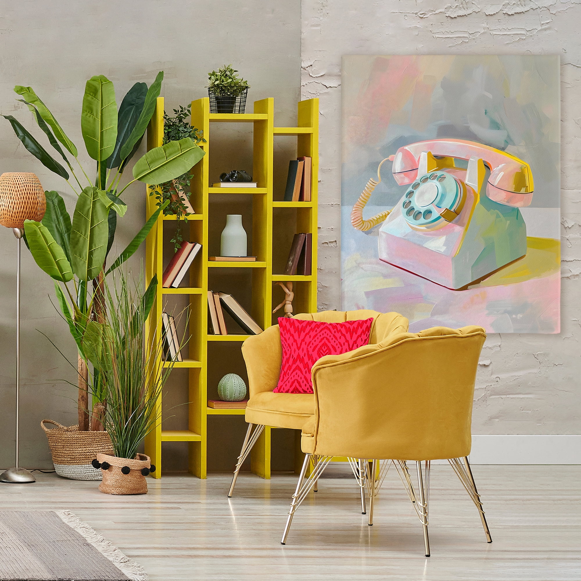 Stupell Industries Retro Telephone in Pastels Canvas Wall Art, design by The Prints Vibe