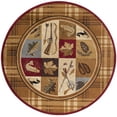 thumbnail image 3 of Novelty Area Rug (7'10'' Round) Lodge Brown, Beige Indoor Round Easy to Clean, 3 of 6