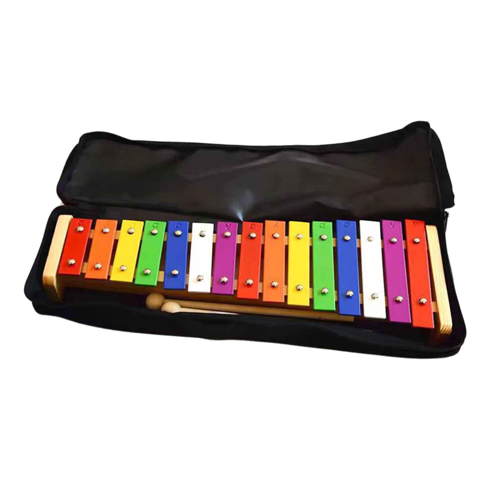 Rainbow Xylophone Glockenspiel Music Instrument 15 Note Aluminum Bars for Kids Educational Toy Indoor Play