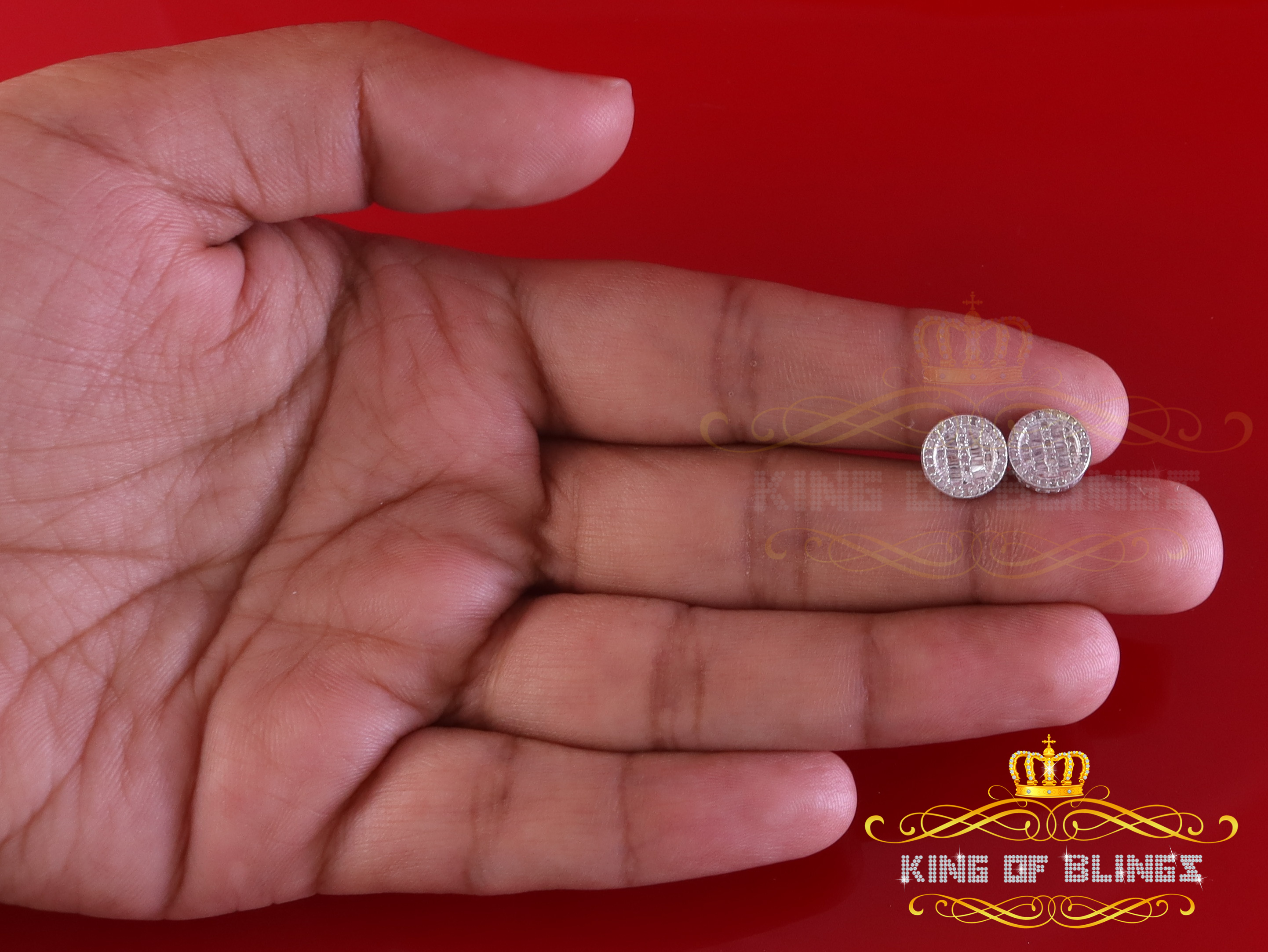 King of Bling's 0.33ct Diamond 925 Sterling White Silver For Men's & Womens Stud Round Earrings
