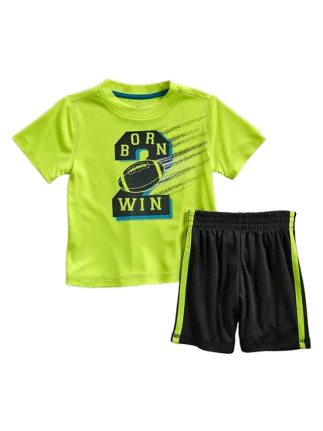 Kidtopia Infant Baby Boys 2 PC Born 2 Win Athletic Shirt & Shorts Set ...