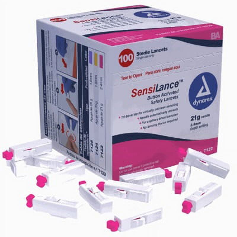 Safety Lancets Sterile 21 gauge - 2.4 mm Depth - box of 100 Lancets