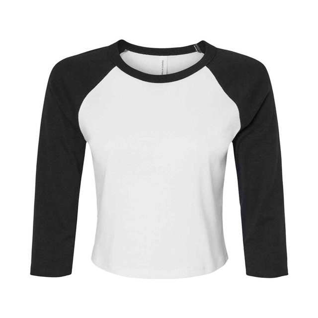 Bella + Canvas Womens Raglan 3/4 Sleeve Crop T-Shirt