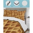 thumbnail image 3 of Twin Quilt Bedding Set, Golden-Yellow Waffle Cake Reversible Summer Quilt 3 Pieces, Modern Delicious Dessert Lightweight Bedspreads Coverlets with 2 Pillow Shams for All Seasons, 3 of 5