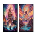 thumbnail image 2 of Designart "Psychedelic Buddha Amidst Mountain Serenity VI" Buddhism Framed Wall Art Set Of 2 - Traditional Pink Frame Gallery Set For Office Decor, 2 of 6
