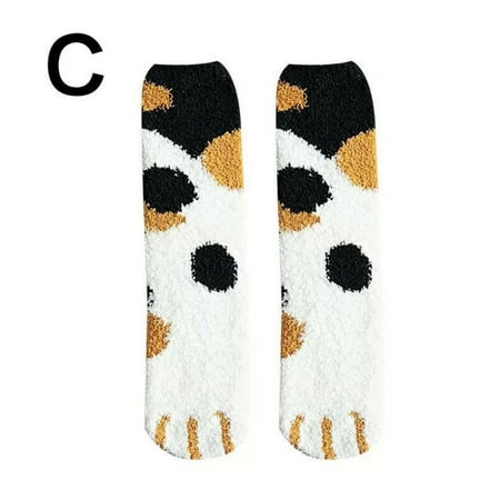 

2 Pairs Cute Cat Claws Socks Novelty Socks Warm Comfortable Super Soft Winter Fluffy Crew Socks Casual Home Sleeping Fuzzy Cozy Sock