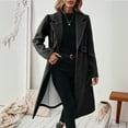 thumbnail image 5 of Women's Long Wool Blend Trench Coat,Classic Notch Lapel Double Breasted Overcoat,Slim Fit Mid-Length Fall Winter Coat for Women,Elegant Formal Outerwear with Pockets,Warm Dressy Longline Coat, 5 of 7