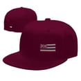 thumbnail image 4 of DouZhe Flat Brim Cap Snapback Hat, Hawaii État Rayures Drapeau Imprime Rouge Adulte Casquette de Baseball Réglable, 4 of 6