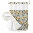 thumbnail image 2 of Yellow Rose No Hook Shower Curtain Waterproof, Bathroom Curtains with Snap in Liners and See Through Top Window, Vintage Country Botanical Floral Vines Hotel Style Bathtub Curtains Shower 60"Wx72"L, 2 of 8