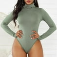 thumbnail image 1 of Long Sleeve Turtleneck Bodysuit For Women Stretchy Romper Jumpsuit Shapewear Basic Solid Bodycon Underwear Leotard Tops S-XL, 1 of 6