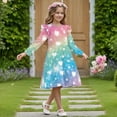thumbnail image 3 of FKELYI Rainbow Love Print Ruffle Twirly Dress for Girl Long Sleeve Crew Neck Casual Dress for Party Holiday Spring Fall Playwear for 3-14 Y Girls, 7-8 Y, 3 of 6