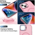 thumbnail image 6 of Magnetic for iPhone 14 Case with Screen Protector, Built-in Metal Camera Kickstand,[Compatible with Magsafe] [Wireless Charging] Matte Protective Phone Cover 6.1" for Women, Girls - Pink, 6 of 14