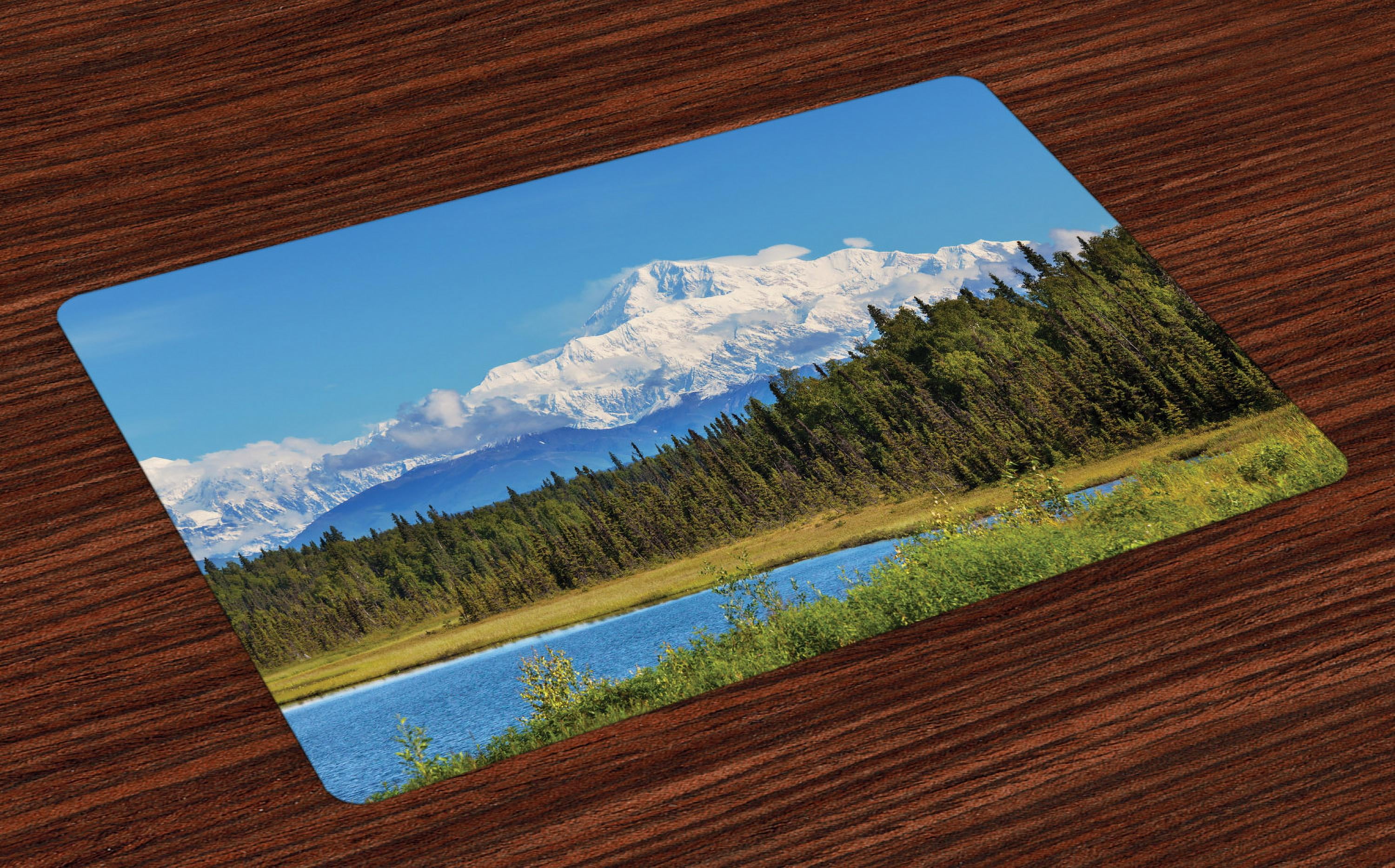 Alaska Placemats Set Of 4 Snow Covered McKinley Mountain In Spring