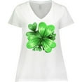 thumbnail image 3 of Inktastic Painted Clover Patch Shamrocks for St. Patricks Day Women's Plus Size V-Neck T-Shirt, 3 of 5