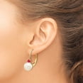 thumbnail image 3 of Primal Gold 14 Karat Yellow Gold 6-6.5mm White Round Freshwater Cultured Pearl Ruby Leverback Earrings, 3 of 4