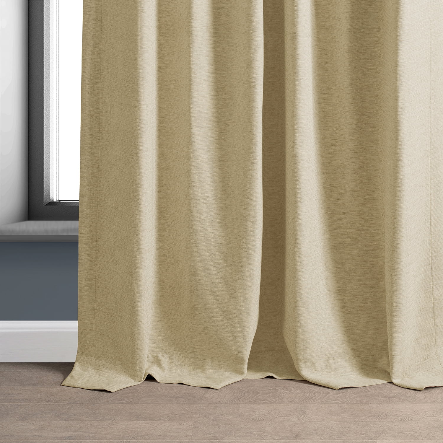 Half Price Drapes Candlelight Bellino Textured Faux Linen Room Darkening Curtains For Bedroom & Living Room Curtains(1 Panel), 50W X 84L