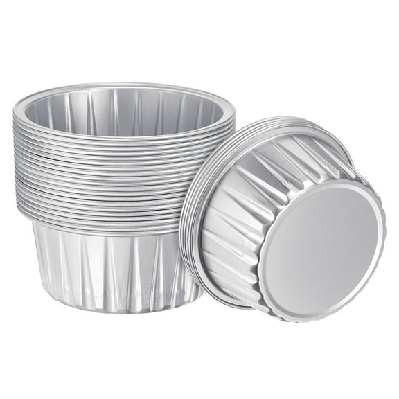 Silver Cupcake Cups, 25pcs 66x36x85mm Aluminum Foil Standard Cupcake Liners