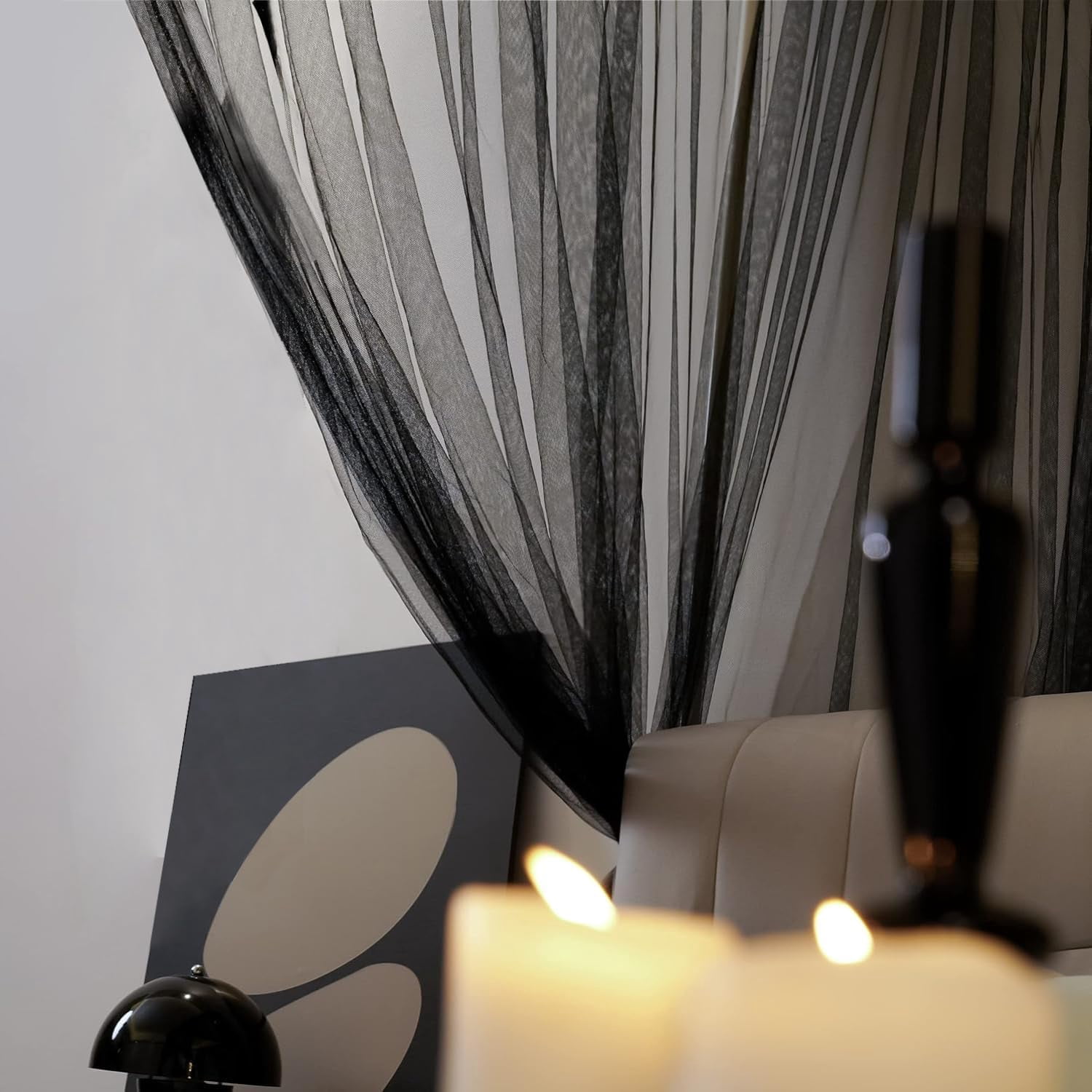 CAILDANL Black Mosquito Net Tent for Bed or Plant，Protecting Plant,One Side Opening Canopy Netting Curtain Net for Bedroom Decoration Queen Size（Without Frame）