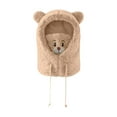 thumbnail image 2 of Women Winter Bear Ear Hat Adorable Super Soft Thickened Cold Proof Ear Beanie Plush Hat with Face Guard Beige, 2 of 6