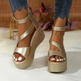 thumbnail image 2 of Mostsola Sandals for Women 2025 Platform Wedges Heels Trendy Strappy Pumps Shoes with Zipper, 2 of 6