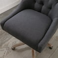 thumbnail image 3 of Swivel Shell Office Chair, Modern Tufted Fabric Upholstered Desk Chair with Padded Back & Five-Star Base, Adjustable Hight Task Chair, for Living Room Bedroom Home Office, Charcoal Grey, 3 of 7