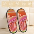 thumbnail image 2 of Balery Orange Flower Psychedelic Pantuflas de Casa de Felpa Silenciosas con Diseño Estampado, Zapatillas Cómodas Antideslizantes de Algodón para Interior-Large, 2 of 8