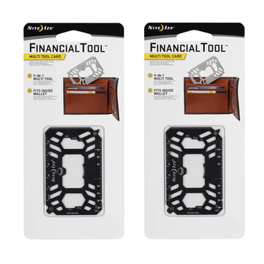 Nite Ize Financial Tool 7-in-1 Multi Tool Wallet - Stainless Steel, Cash Strap, Screwdriver, Bottle Opener (2-Pack)