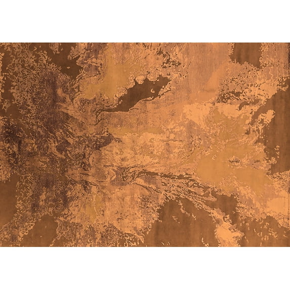 Ahgly Company Indoor Rectangle Oriental Orange Industrial Area Rugs, 7' x 10'