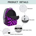 thumbnail image 4 of Purple and Black Wavy Checkered Backpack for School, Cute School Bag with Adjustable Shoulder Straps and Padded Back, 15.3"x11"x6.7", 4 of 5